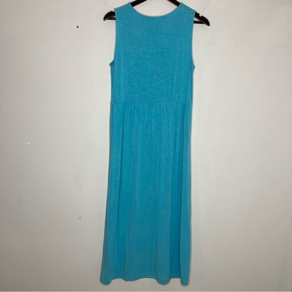 J. Jill Size Small Casual Blue Maxi Dress Sleeveless Flowy Beach Stretch - Picture 4 of 10